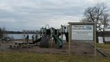 Playground in front of lake